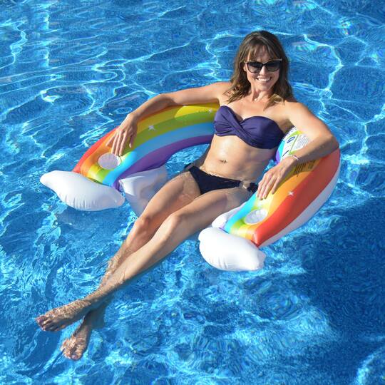 Pool Central® 4.75ft. Inflatable Rainbow Swimming Pool Lounge Chair